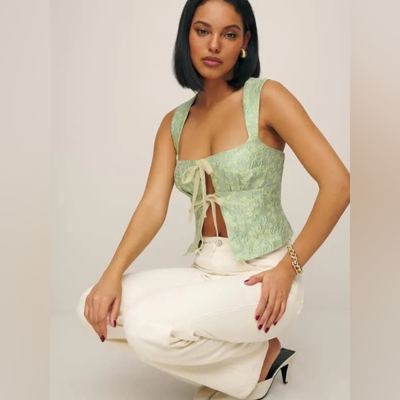 Reformation Azalea Top EUC Size 0 - Seafoam Floral - Picture 2 of 8